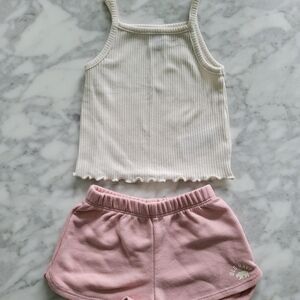 Old Navy Cream Tank and Light Pink Baby Girl Shorts